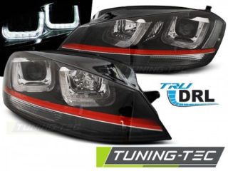 Přední světla VW Golf VII 11.12- - černé U-TYPE LED RED LINE GTI LOOK