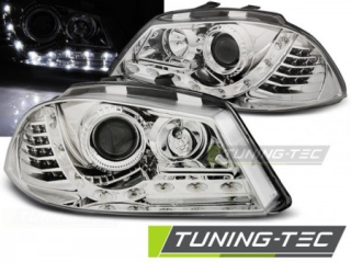 PŘEDNÍ SVĚTLA, LAMPY SEAT IBIZA 6L, 2002-2008, LED+LED BLINKR, CHROM