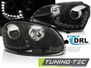 PŘEDNÍ SVĚTLOMETY, SVĚTLA, LAMPY, LAMPY VW GOLF 5, 2003-2009, LED DAYLIGHT S DRL, ČERNÉ BLACK