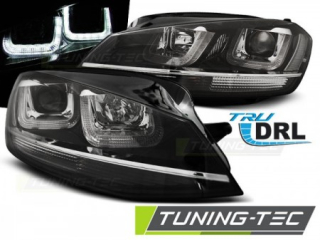 PŘEDNÍ SVĚTLOMETY, SVĚTLA, LAMPY VW GOLF 7 VII, 2012-, LED BAR, ČERNÉ BLACK