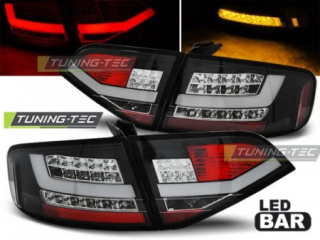 ZADNÍ SVĚTLA, SVĚTLOMETY, LAMPY AUDI A4 B8 SEDAN, 2008-2011, LED BAR, ČERNÉ BLACK