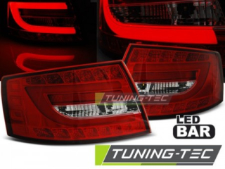ZADNÍ SVĚTLA, LAMPY AUDI A6, C6, 2004-2008, SEDAN, LED BAR ČERVENÉ ČIRÉ, 7PIN