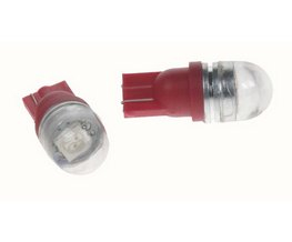 LED T10 červená, 12V, 1LED/3SMD s čočkou