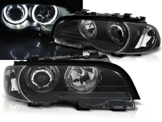 Přední světla BMW E46 Coupe Cabio 99-03 LED Angel Eyes - černé