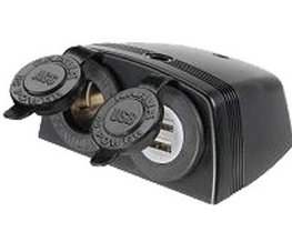 Dvojitá zásuvka s panelem 1x CL + 2x nabíječka USB voděodolná