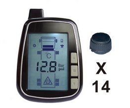 TPMS kontrola tlaku v pneumatice 14 externích čidel