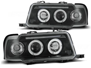 Přední světlomety Audi 80 B4, 1991-1996, Angel Eyes, černé black