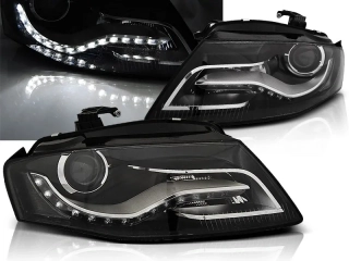 PŘEDNÍ SVĚTLA S LED DENNÍMI SVĚTLY AUDI A4 B8 2008-2011 ČERNÁ