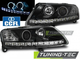 Světla přední AUDI A6 C6 04.04-08 ANGEL EYES LED BLACK