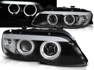 Přední světla angel eyes BMW X5 E53 2003-2006 xenon D2S černá