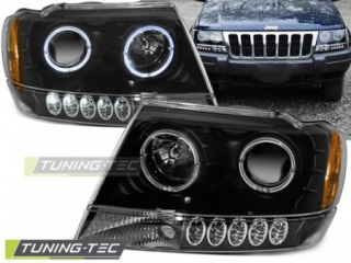 Světla přední CHRYSLER JEEP GRAND CHEROKEE 99-05.05 ANGEL EYES BLACK