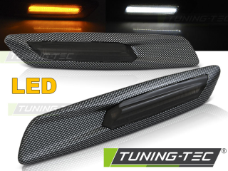 BOČNÍ blinkry SMOKE LED CARBON STYLE F10 pasuje na BMW E60 / E90 / E92 / E82