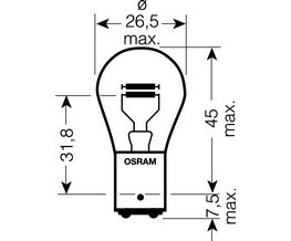 OSRAM 12V P21/5W (BAY15d) 21/5W standard (10ks)