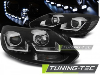 PŘEDNÍ SVĚTLOMETY, SVĚTLA, LAMPY, SVĚTLA, LAMPY FORD FOCUS 2011-, LED DAYLIGHT, ČERNÉ BLACK