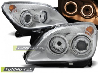 Světla přední OPEL ASTRA H 03.04-09 ANGEL EYES CHROME