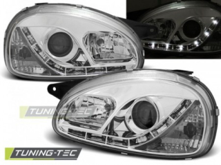 PŘEDNÍ SVĚTLA OPEL CORSA B, 1993-2000, LED DAYLIGHT, CHROM