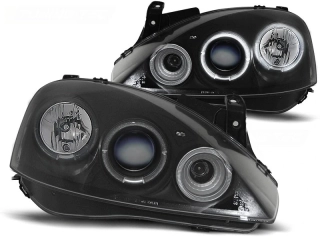 Přední světla Opel Corsa C 01-06 Angel Eyes - černé