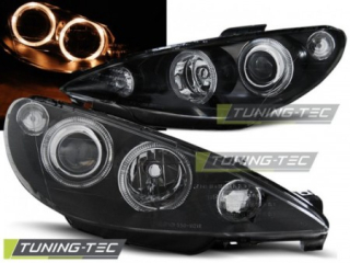 Přední světla Peugeot 206 02-07 Angel Eyes - černé