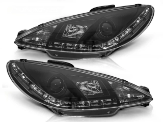 Přední světlomety, světla, lampy Peugeot 206, 1998-2002, LED Daylight, černé blac