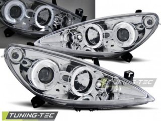 Přední světla Peugeot 307 01-05 Angel Eyes - chrom