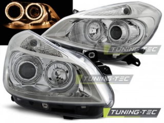 Světla přední RENAULT CLIO 3 05-09 CHROME ANGEL EYES