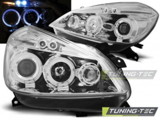 Světla přední RENAULT CLIO 3 05-09 CHROME ANGEL EYES