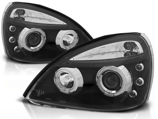 PŘEDNÍ SVĚTLOMETY, SVĚTLA, LAMPY RENAULT CLIO II, 2001-2005, ANGEL EYES, ČERNÉ BLACK