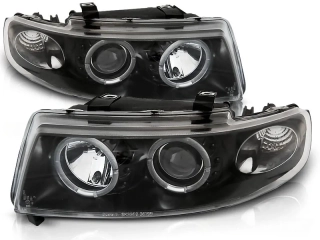 PŘEDNÍ SVĚTLOMETY, SVĚTLA, LAMPY, SEAT LEON, TOLEDO, 1998-2005, ANGEL EYES, ČERNÉ BLACK