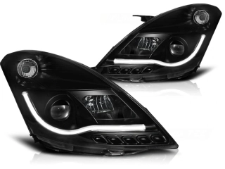 PŘEDNÍ SVĚTLOMETY, SVĚTLA, LAMPY SUZUKI SWIFT 2010- TUNING TUBE LED LIGHT, ČERNÉ BLACK