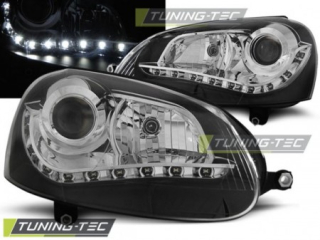 Přední světlomety, světla, lampy Volkswagen Golf 5, 2003-2009, LED Daylight, černé black 