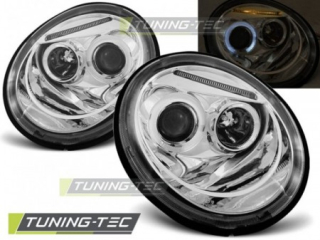 Přední světla VW Beetle 97-05 Angel Eyes - chrom