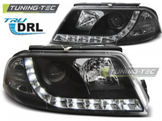 PŘEDNÍ SVĚTLOMETY, SVĚTLA, LAMPY VOLKSWAGEN PASSAT 3BG, 2001-2004, LED DAYLIGHT, ČERNÉ BLACK + RL ATEST