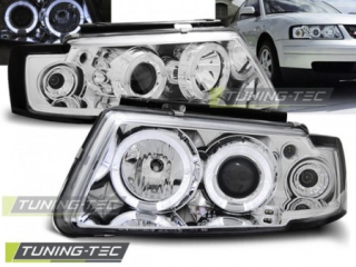 PŘEDNÍ SVĚTLA VOLKSWAGEN PASSAT B5 3B, 1996-2000, ANGEL EYES, CHROM