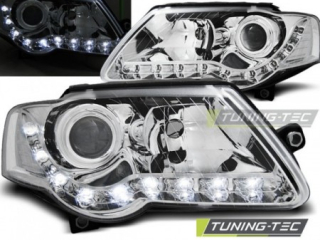 PŘEDNÍ SVĚTLA VOLKSWAGEN PASSAT 3C, 2005-2010, LED DAYLIGHT, CHROM