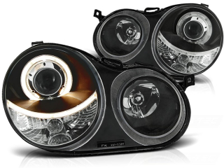 Přední světlomety, světla, lampy Volkswagen Polo 9N, 2002-2005, Angel Eyes, černé black
