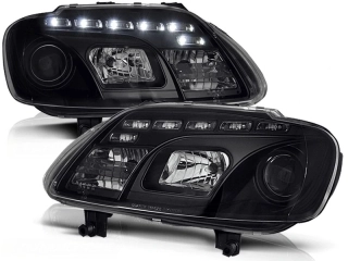 Přední světlomety, světla, lampy VW Volkswagen Touran, Caddy, 2003-2006, LED Daylight, černé black LPVWC4