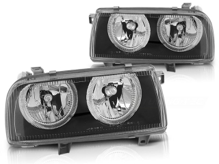PŘEDNÍ SVĚTLOMETY, SVĚTLA, LAMPY VOLKSWAGEN VENTO, 1992-1998, ANGEL EYES, ČERNÉ BLACK