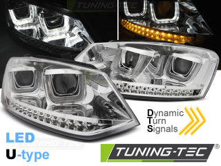 Přední světlomety VW POLO 6R 09-03.14 U-TYPE LED SEQ CHROME