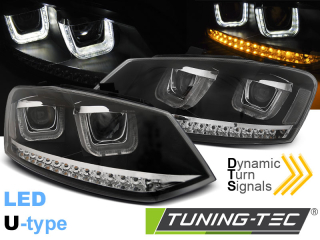 Přední světlomety VW POLO 6R 09-03.14 U-TYPE LED SEQ BLACK