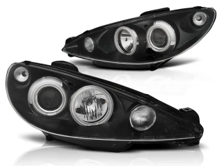 Přední světla Peugeot 206 02-07 Angel Eyes CCFL - černé
