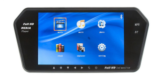 LCD monitor 7" na zrcátko s microSD/USB/FM modulátor/Bluetooth