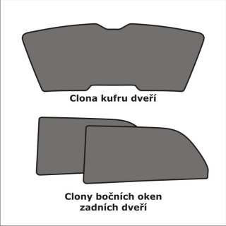 Sluneční clony sada - zadní dveře, dveře kufru, Škoda Fabia III., Limousine, 4-d