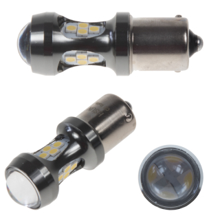 LED BAU15s červená, 12-24V, 16LED/3030SMD
