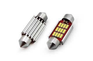 LED sufitové žárovka s chladičem 12 SMD CAN-BUS 4014 - délka 39 mm, 12-24V