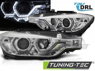 PŘEDNÍ SVĚTLA BMW 3 F30, F31 S LED ANGEL EYES DRL 2010-2015 CHROMOVÁ