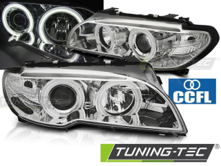 PŘEDNÍ SVĚTLA CCFL ANGEL EYES BMW E46 COUPE,CABRIO 2003-2006 CHROM