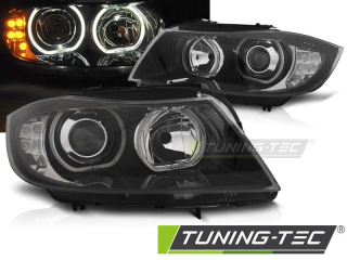 PŘEDNÍ SVĚTLA S LED ANGEL EYES BMW 3 E90, E91 2005-2011 ČERNÁ