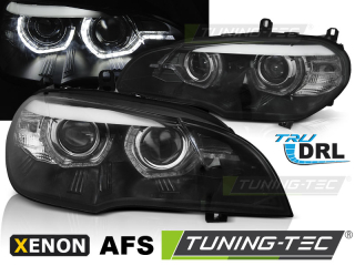 PŘEDNÍ SVĚTLA BMW X5 E70, 2007-2010, ANGEL EYES, DRL, ČERNÁ