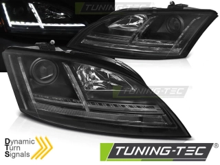 PŘEDNÍ SVĚTLA AUDI TT, 2006-2010, S LED DYNAMICKÝM BLINKREM, ČERNÉ