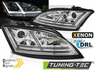 PŘEDNÍ SVĚTLA AUDI TT, 2006-2010, S LED DYNAMICKÝM BLINKREM, XENON, CHROMOVÁ